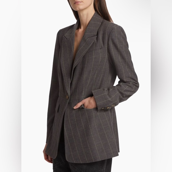 NWT Free People Charlotte Pinstriped Pleat-Back Blazer
